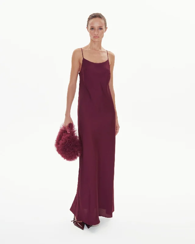 Nova Maxi Dress in Burgundy Elegant Tiered Maxi Dress