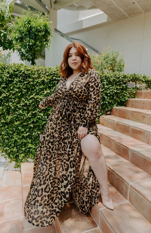 Once In A Wild Plus Size Leopard Maxi Dress Elegant Tiered Maxi Dress