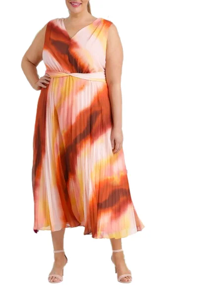 Pleated Maxi Dress - Plus Stylish Button-Up Maxi Dress