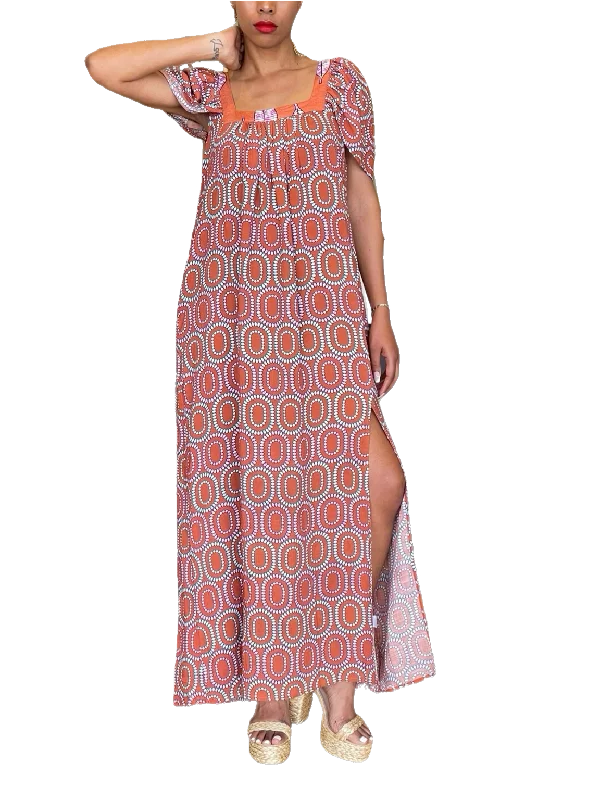 POPPI Tulip Sleeve Flowy Maxi Dress Fashionable Maxi Dress with Fringe