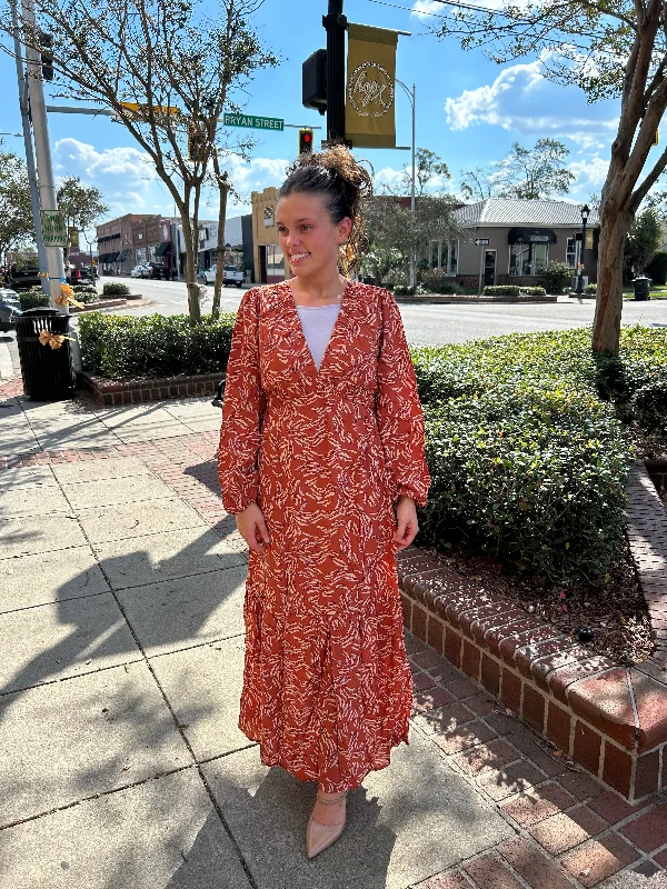 “Pumpkin Spice” Maxi Dress in Rust Chic Summer Maxi Dress