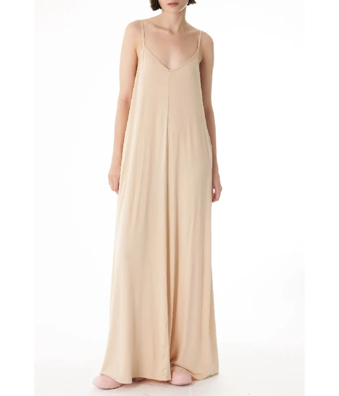 Roral VNeck with Adjustable Strap and Side Pockets Symmetrical Maxi Dress Ivory Fashionable Chiffon Maxi Dress