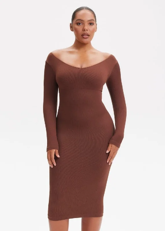 SnatchedKnit V-Neck Long Sleeve Sami Maxi Dress Stylish Empire Waist Maxi Dress