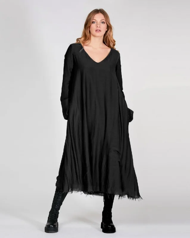 Silky V-Neck Maxi Dress Stylish A-Line Maxi Dress