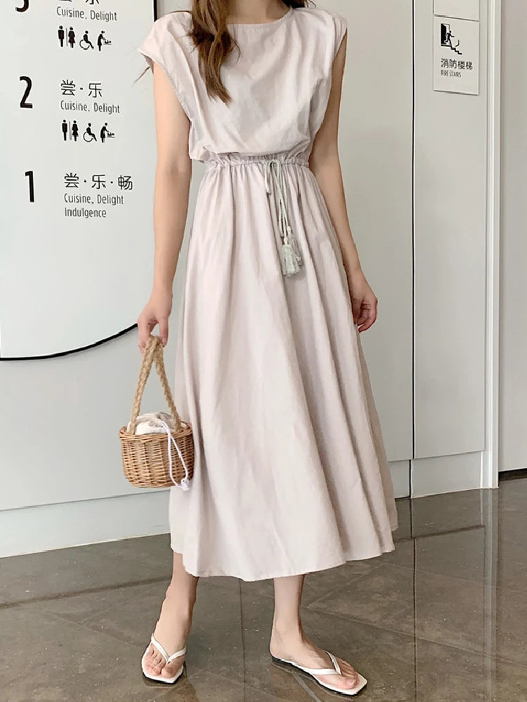 Summer Vintage Maxi Dress Oversized Short Sleeve Elegant Maxi Dress with Drapes