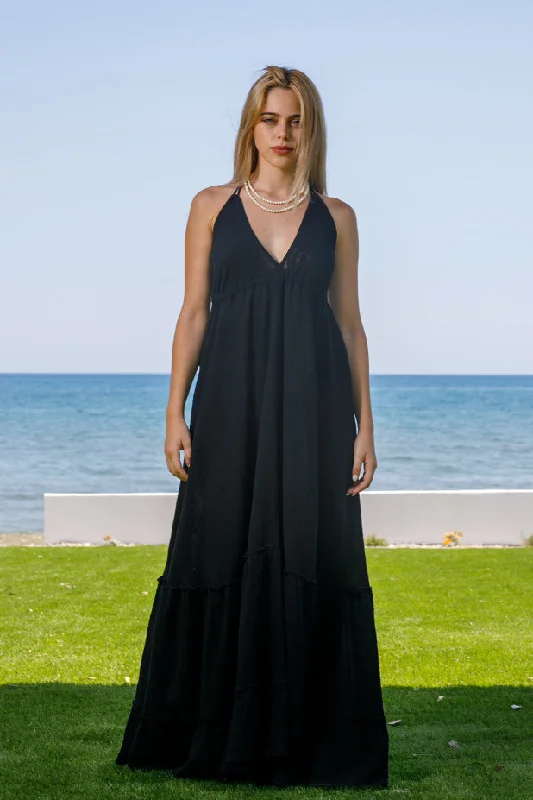 Sun Sea & Roses – Daniela Maxi Dress Black Stylish Boho Chic Maxi Dress