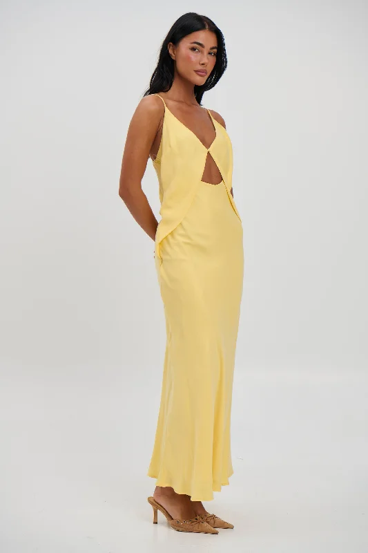 Talia Maxi Dress Lemon Trendy V-Neck Maxi Dress