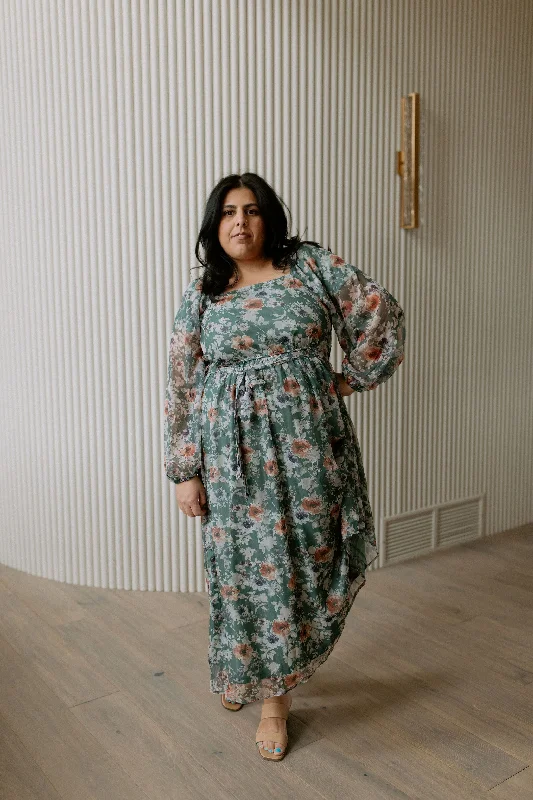 The Robyn Belted Floral Maxi Dress - PLUS Chic Boho Print Maxi Dress