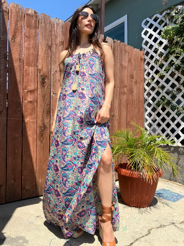 Tropical Print Maxi Dress Classic Solid Maxi Dress