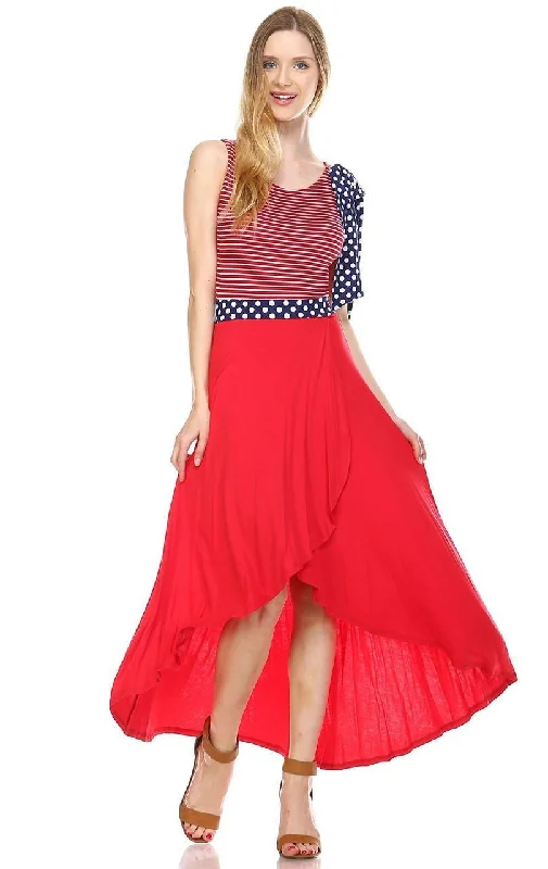 American Flag Maxi Dress Red Stripe Top Navy Polka Dot Bow 1 Trendy Printed Maxi Dress