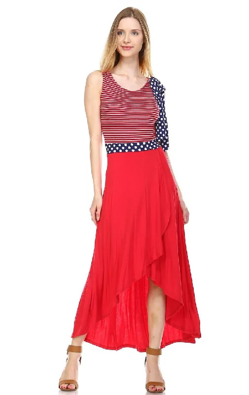 Red Stripe Top Navy Polka Dot Bow Red 1 Maxi