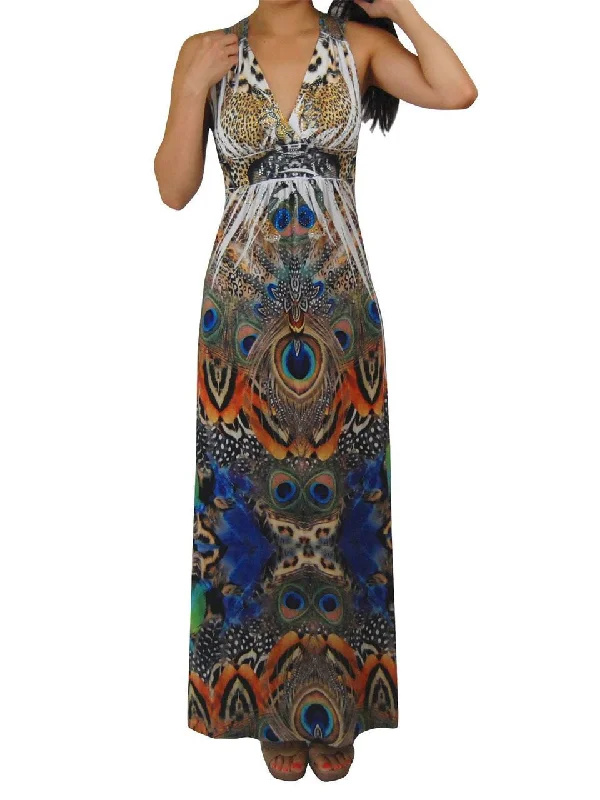 Premium Sleeveless Sublimation Maxi Dress Leopard Multi Color Fashionable Sheer Maxi Dress