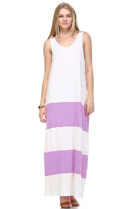 Racerback Maxi Dress Sleeveless White Lavender Fashionable Layered Maxi Dress