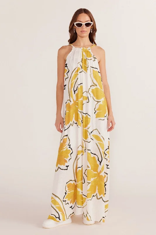 ZURI HALTER NECK MAXI DRESS Elegant Silk Maxi Dress