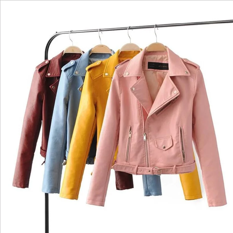 2016New Fashion Autumn Winter Women fashion Brand Leather Jackets Pu Blue Red Yellow Zippers Long Sleeve Motorcycle Jacket Coat Nylon Fabric Polyester Fabric Spandex Fabric 2016New Fashion Autumn Winter Women fashion Brand Leather Jackets Pu Blue Red Yellow Zippers Long Sleeve Motorcycle Jacket Coat Nylon Fabric Polyester Fabric Spandex Fabric