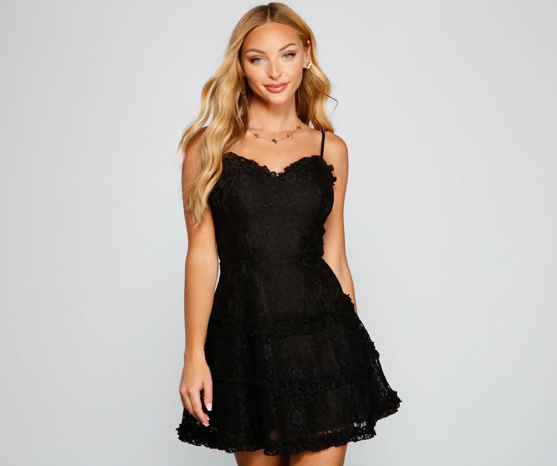 All About That Lace Ruffled Mini Dress Elegant Satin Mini Dress