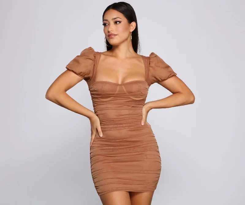 Stylish Influence Ruched Mini Dress Classic Striped Mini Dress