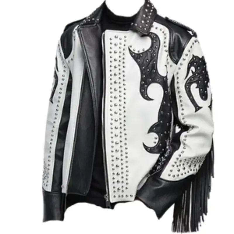 Tribal Punk Studded Jacket For Women One-Shoulder Jacket Off-the-Shoulder Jacket Asymmetrical Jacket Tribal Punk Studded Jacket For Women One-Shoulder Jacket Off-the-Shoulder Jacket Asymmetrical Jacket