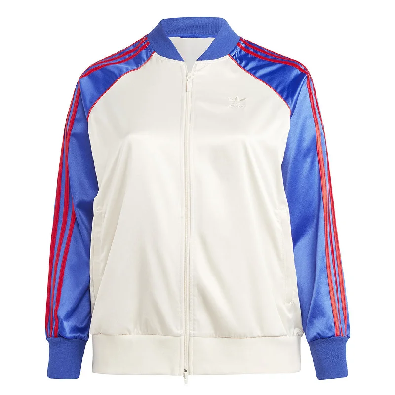 adidas - Women's Satin SST Track Jacket (Plus Size) (IC5212) Chenille Jacket Brocade Jacket Lace Jacket