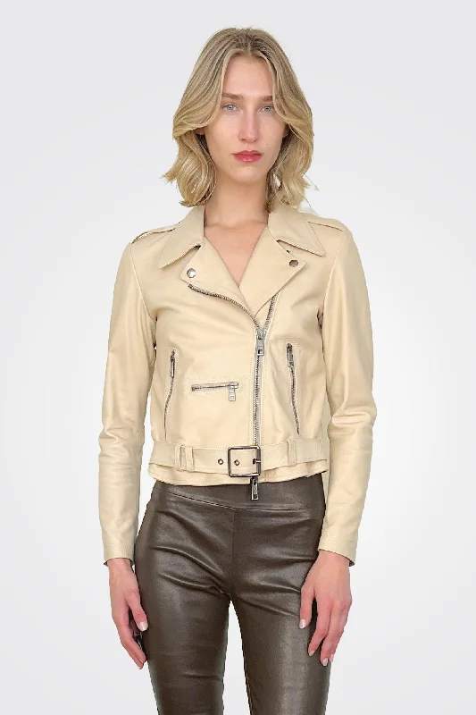 Asym Moto Leather Jacket - Plaster Jacket Blazer Coat