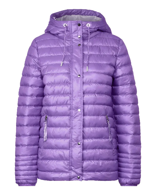 Street One  Women's Purple Puffer Jacket Knit Fabric Woven Fabric Fleece Fabric