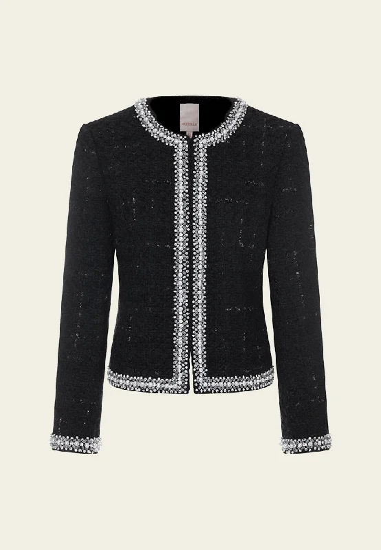 Contrasting Embellished-trim Lurex-detail Jacket Wool Fabric Cashmere Fabric Tweed Fabric