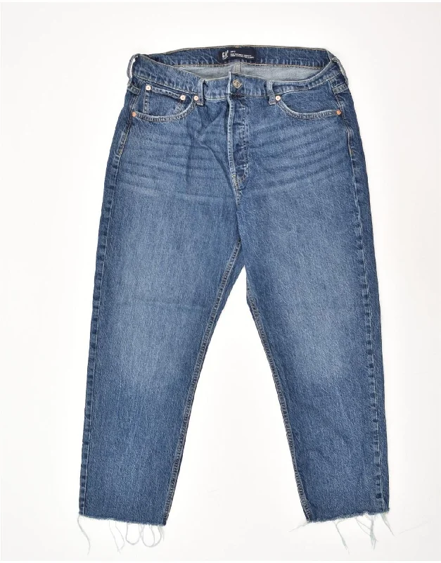 GAP Womens Cheeky Straight Cropped Jeans W34 L26 Blue Cotton Stylish Stone-Wash Denim Jeans GAP Womens Cheeky Straight Cropped Jeans W34 L26 Blue Cotton Stylish Stone-Wash Denim Jeans