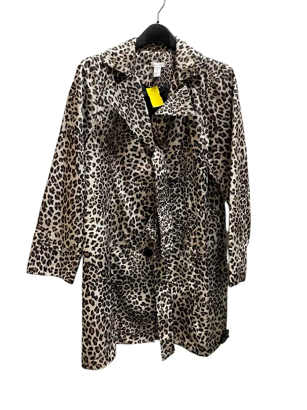 Jacket Windbreaker By Chicos In Animal Print, Size: M Fitted Jacket Loose Jacket Oversized Jacket