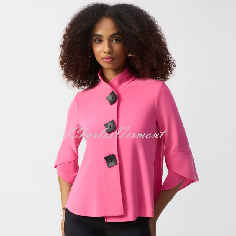 Joseph Ribkoff Trapeze Button Jacket - Style 193198 (Bubble Gum) Zippered Jacket Buttoned Jacket Snapped Jacket