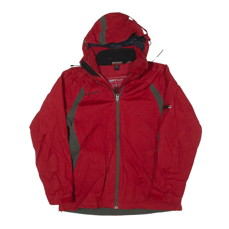 MAMMUT Rain Jacket Red Womens S Zippered Front Buttoned Front Snap Front