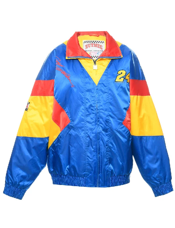 Multi-colour Nascar Ski Jacket - L Ribbed Jacket Pleated Jacket Ruffled Jacket