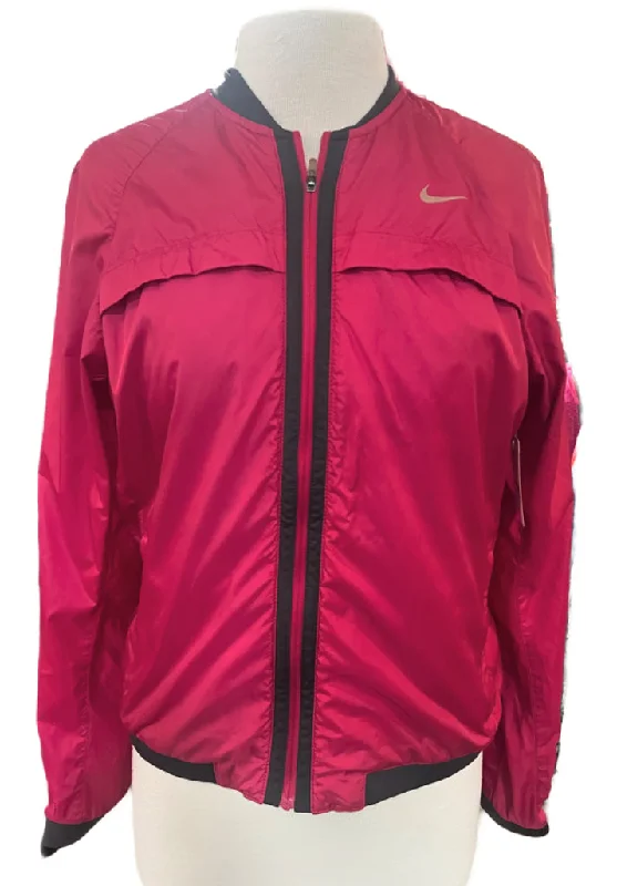 Nike Women's Magenta Full-Zip Running Jacket Size L Welt Pockets Slit Pockets Flap Pockets