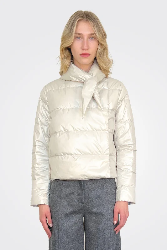 Padded Down Jacket - Pumice Satin Jacket Silk Jacket Chiffon Jacket