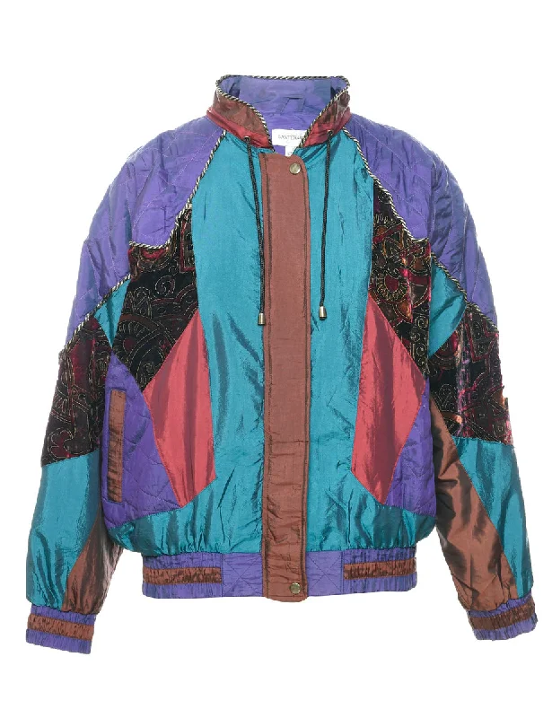 Patchwork Ski Jacket - L Anorak Shell Jacket Lightweight Jacket