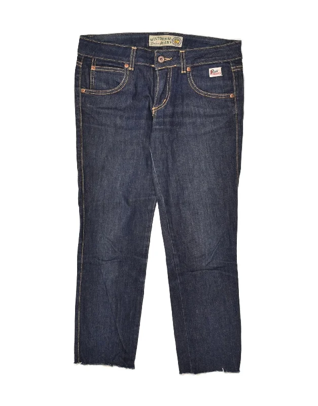 ROY ROGERS Womens Cropped Jeans W27 L24 Navy Blue Cotton Casual Distressed Denim Jeans ROY ROGERS Womens Cropped Jeans W27 L24 Navy Blue Cotton Casual Distressed Denim Jeans