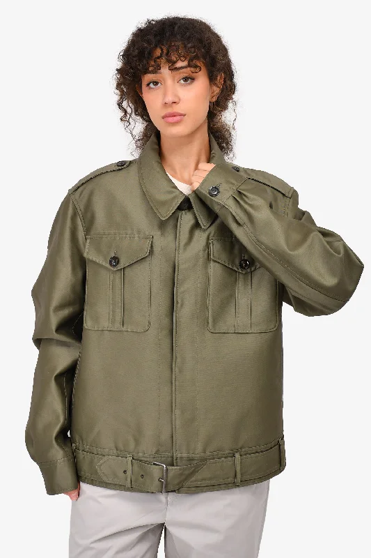 Tom Ford Dark Green 'Battle' Jacket Est. Size M Mens Satin Fabric Silk Fabric Chiffon Fabric