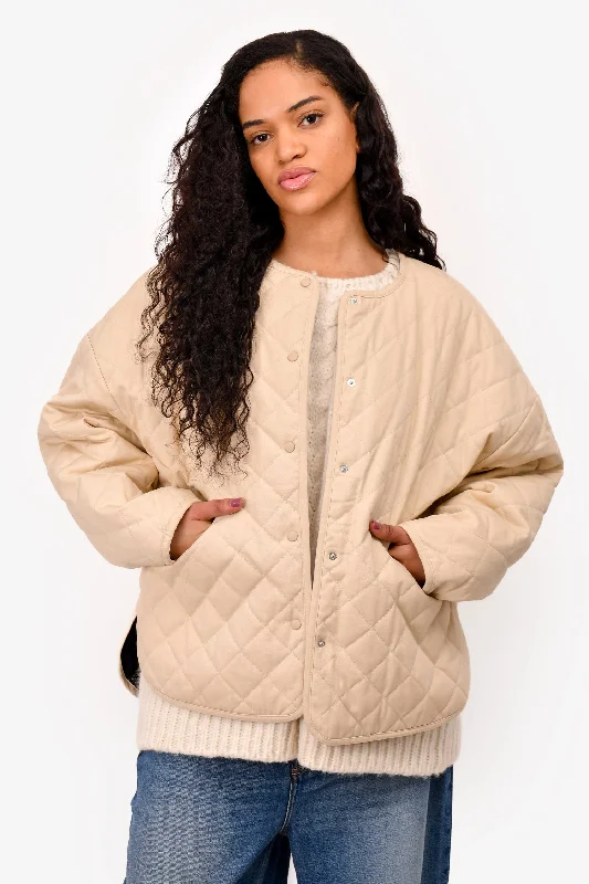 Toteme Beige Cotton Quilted Jacket Size M Rayon Fabric Velvet Fabric Corduroy Fabric