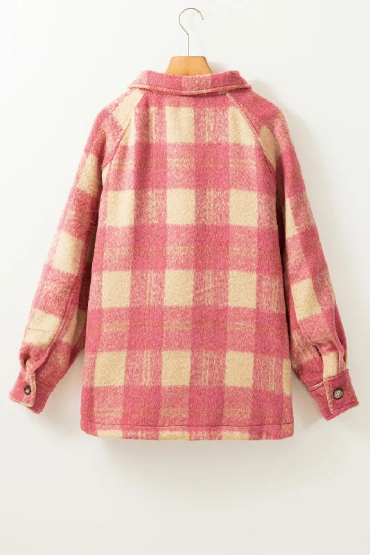 Trendy Plaid Jacket for Ladies Notch Collar Jacket Peter Pan Collar Jacket Cowl Neck Jacket