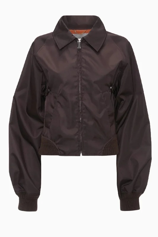 Victoria Beckham Harrington Bomber Jacket - Ebony Elasticated Jacket Padded Jacket Insulated Jacket