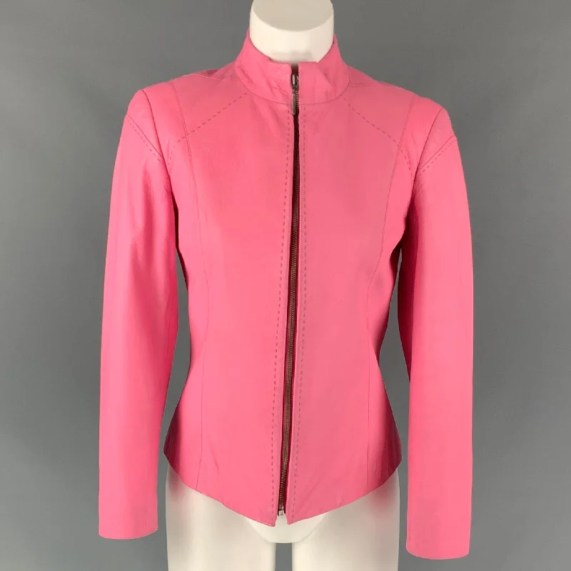 Vintage VERSUS by GIANNI VERSACE Size 4 Pink Leather Jacket Wool Jacket Cashmere Jacket Tweed Jacket