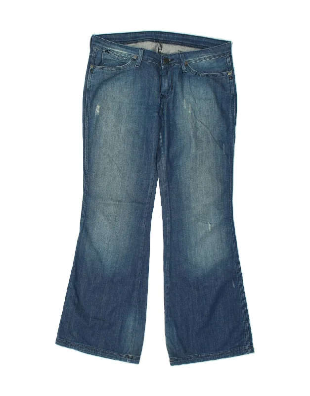WRANGLER Womens Betty Distressed Bootcut Jeans W30 L30 Blue Cotton Chic Rip-Detail High-Waist Jeans WRANGLER Womens Betty Distressed Bootcut Jeans W30 L30 Blue Cotton Chic Rip-Detail High-Waist Jeans