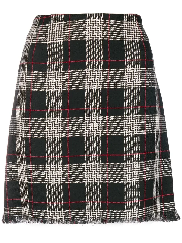 frayed plaid skirt pencil skirt chic