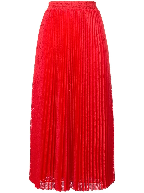 long pleated mesh skirt modal blend skirt