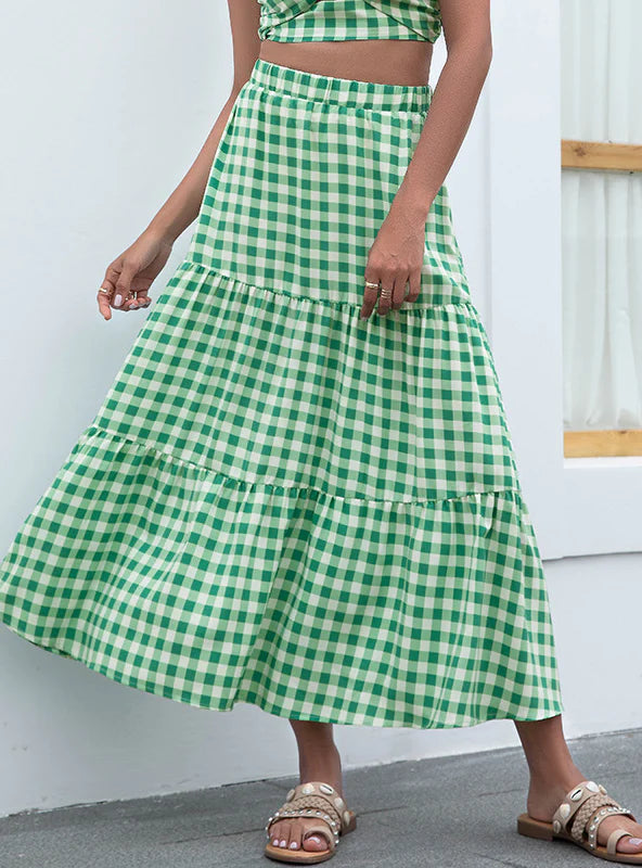 LOOSE BEACH PLAID PRINT SKIRT lightweight skirt design