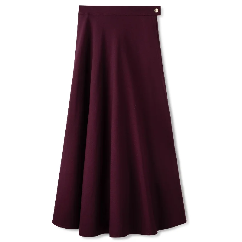 Basic Circle Skirt In: Plum wool skirt breathable