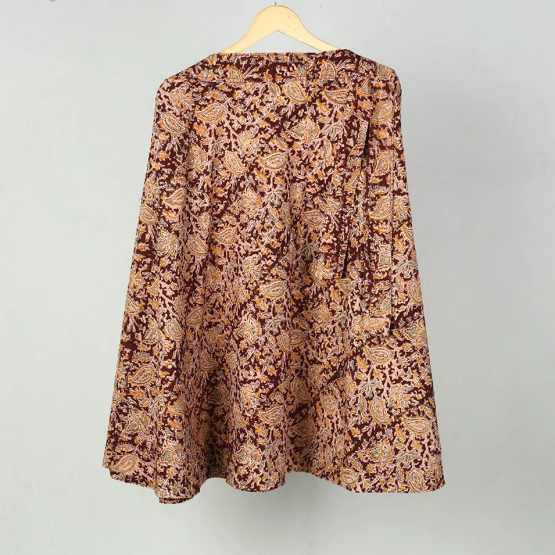 Maroon - Block Printed Cotton Wrap Around Kalamkari Skirt 08 corduroy skirt textured