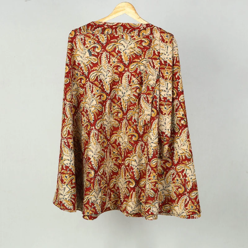 Red - Block Printed Cotton Wrap Around Kalamkari Skirt 10 velvet skirt rich