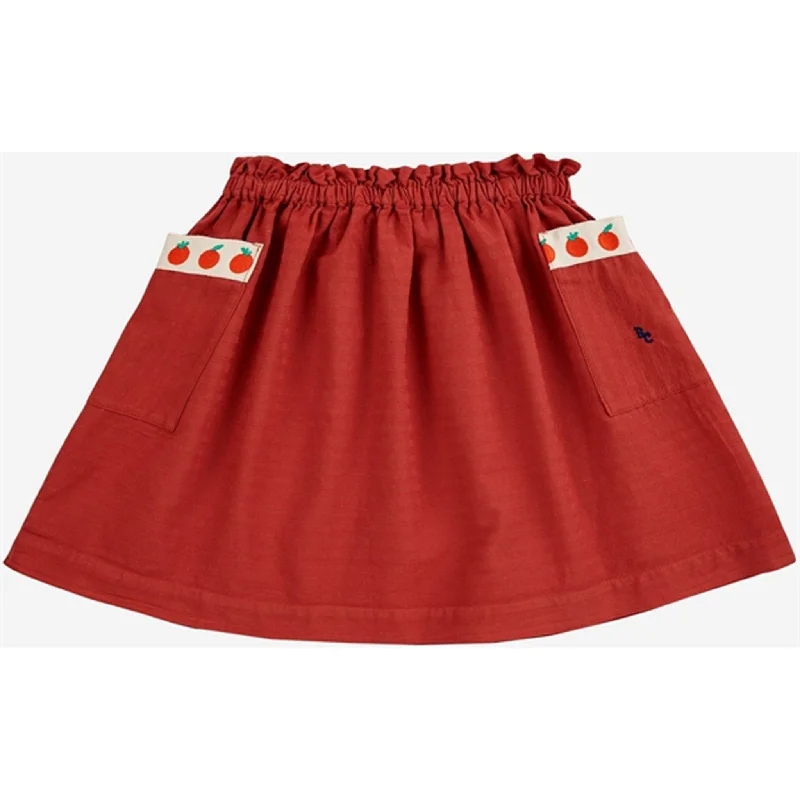 Bobo Choses Pockets Woven Skirt Knee Length Burgundy Red leather skirt refined