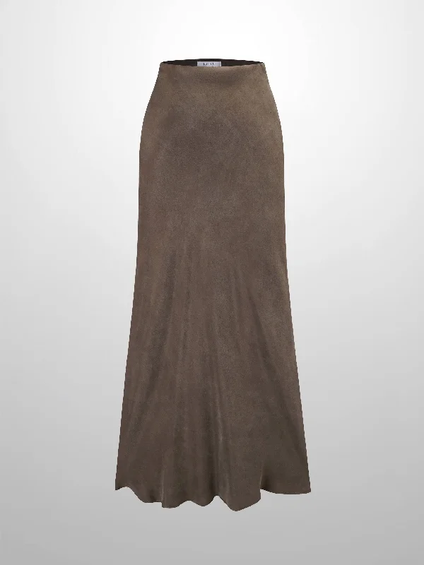 Cupro Slip Skirt-Olive cashmere skirt soft