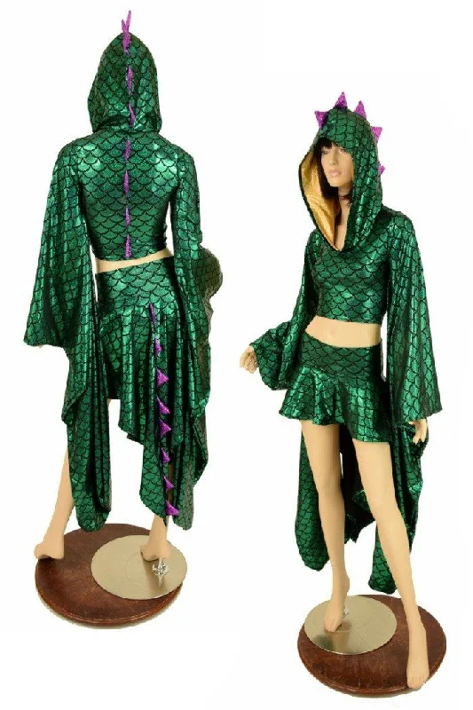 Dragon Tail Skirt & Crop Hoodie Set belted skirt waist